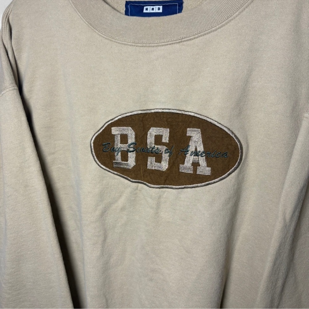 Vintage BSA Boy Scouts of America Tan Sweatshirt | Jones & Mitchell Large - Picture 2 of 4